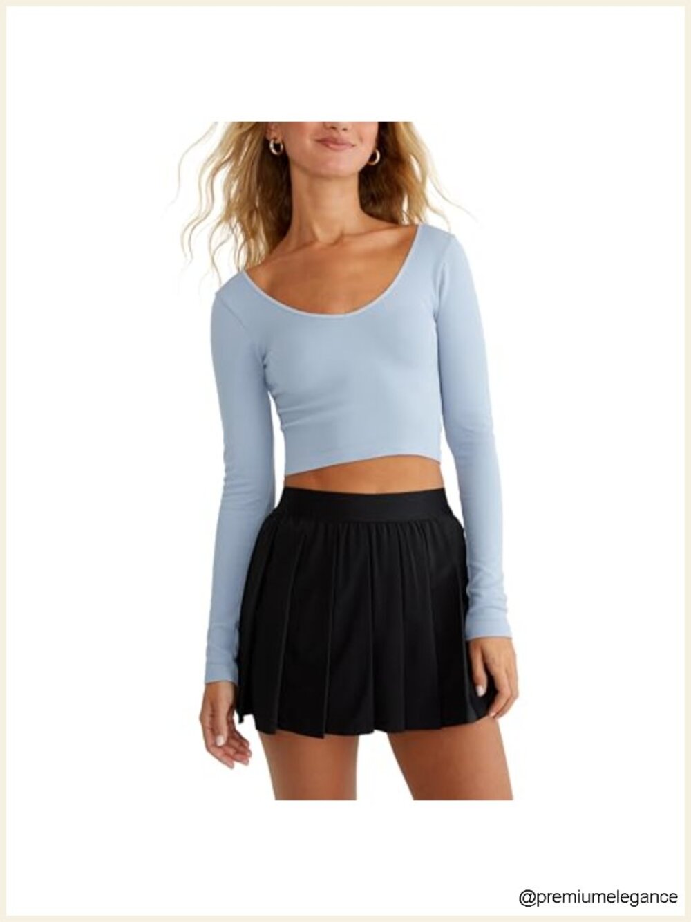 Seamless Stretch Rib Knit Long Sleeve Crop Top 3-Way Convertible
